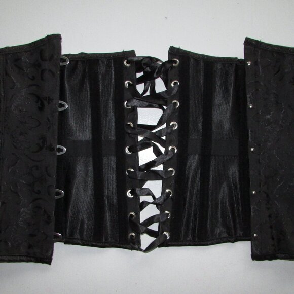 Black Heavy Jacquard Underbust Waist Cincher Corset - NEW - Picture 8 of 10